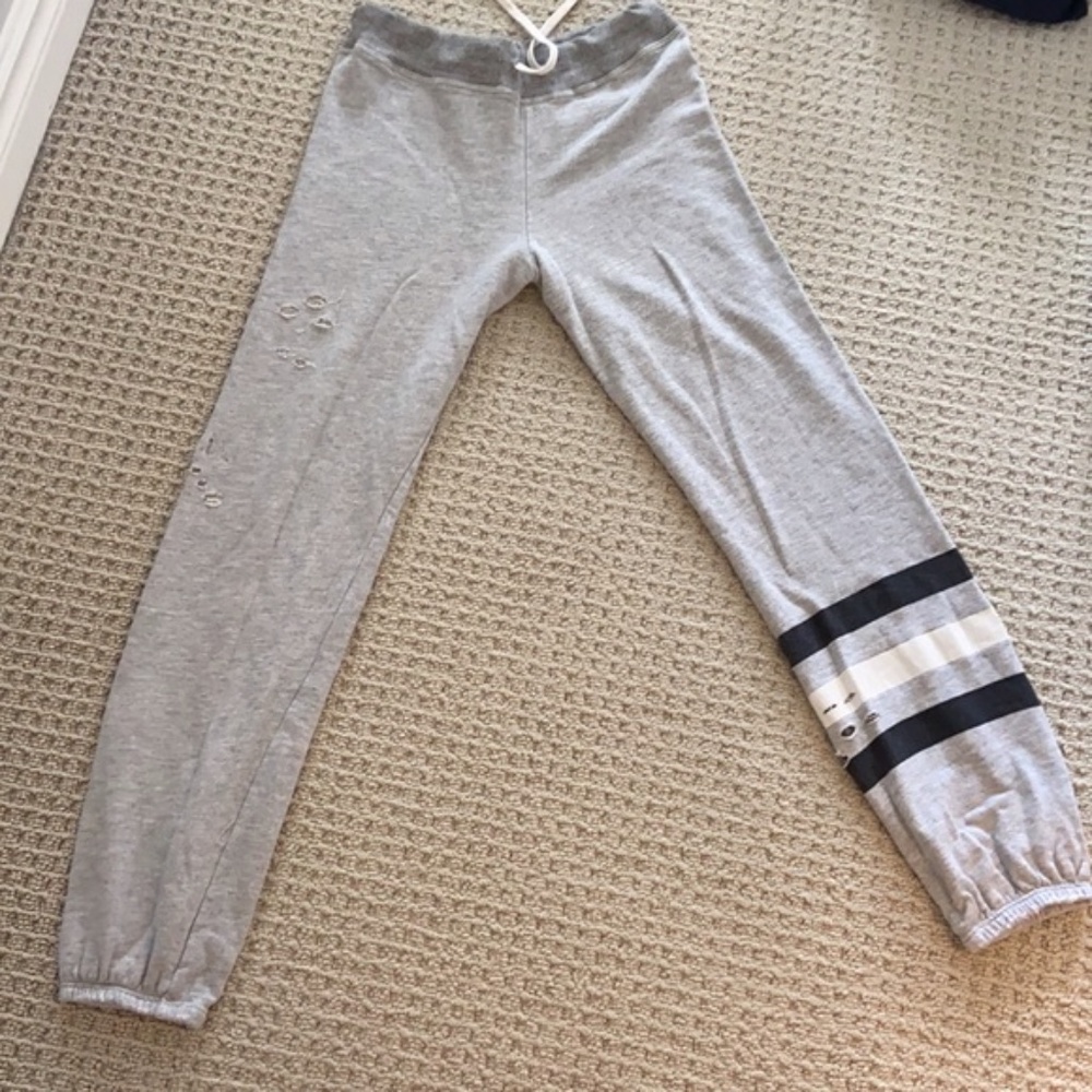 Sundry Gray Drawstring Jogger Pants with Black & White Stripes